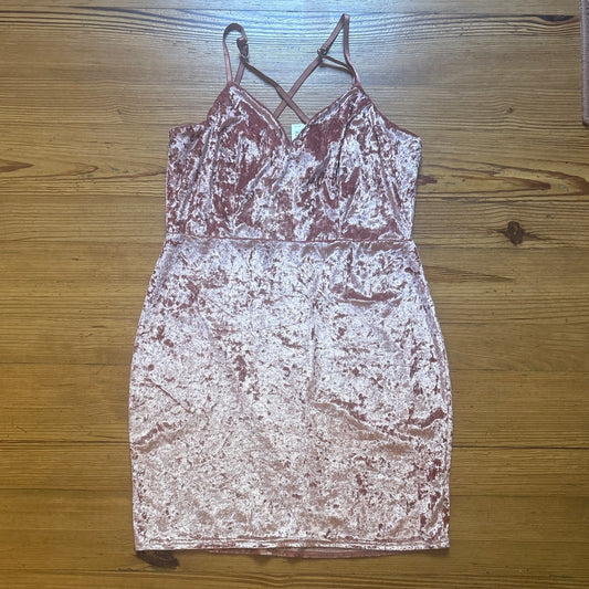 NWT Charlotte Russe blush pink velvet adjustable strap mini dress SIZE 1X