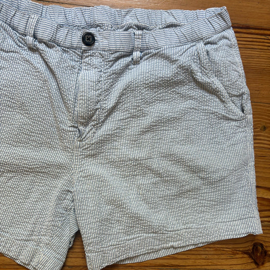 Chubbies white blue pinstripe seersucker 5" inseam mens shorts SIZE XL