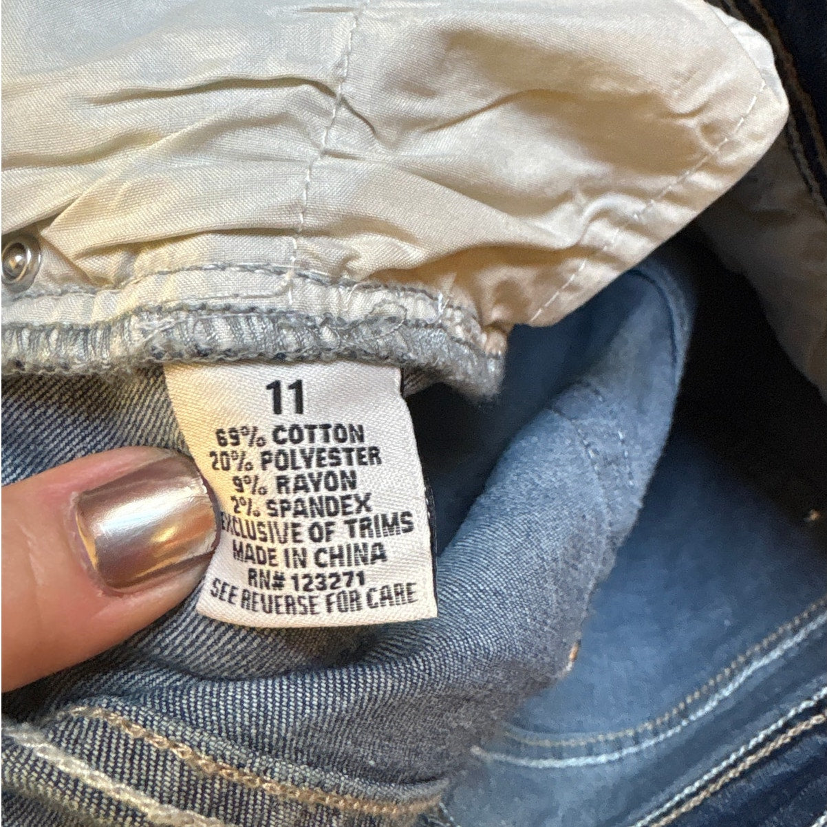 J for Justify medium wash denim jeweled cross pocket boot cut jeans SIZE 11