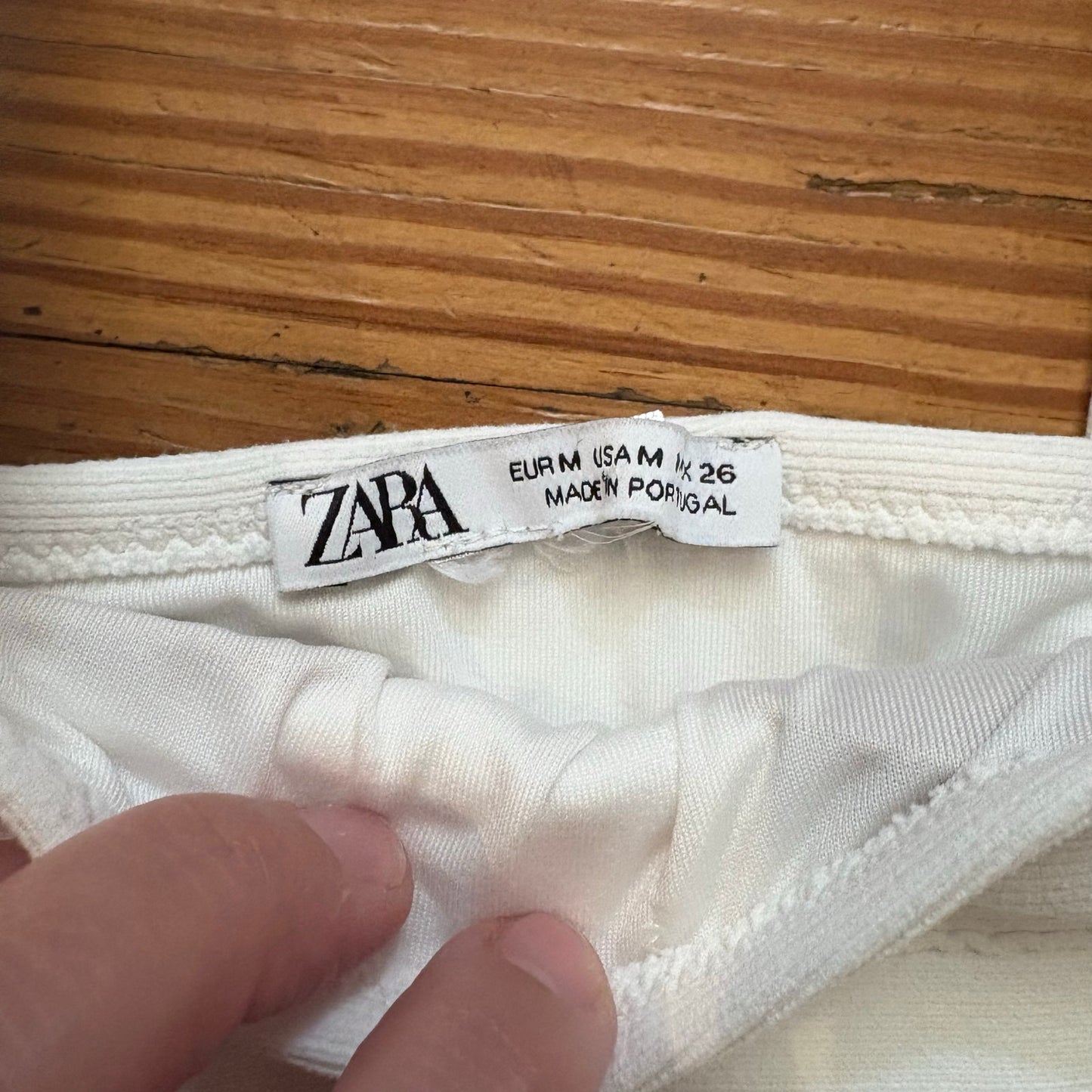 Zara white banded tank cheeky 2 piece swimsuit SIZE Top M, Bottom L
