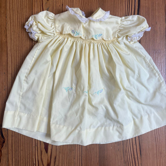 Cherubs vintage yellow lace floral embroidered short sleeve dress SIZE 18M