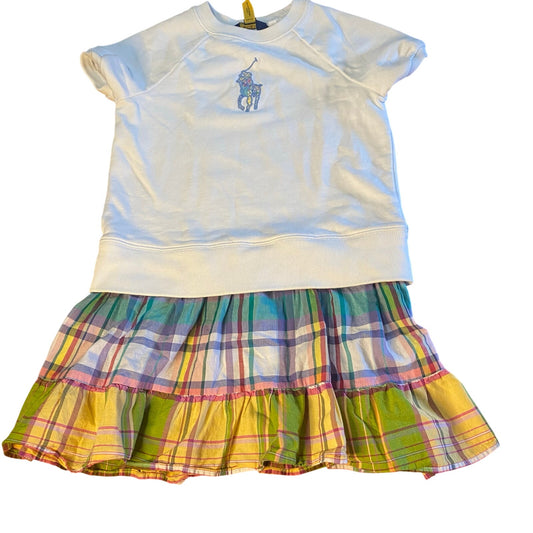 Polo by Ralph Lauren white short sleeve pattern drop waist sweater dress SIZE S