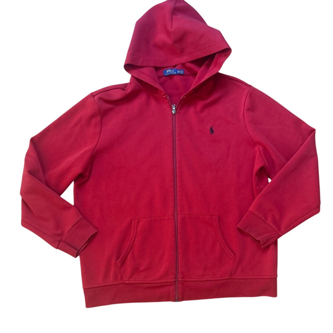 Polo Ralph Lauren red navy poly full zip hooded sweatshirt SIZE XXL