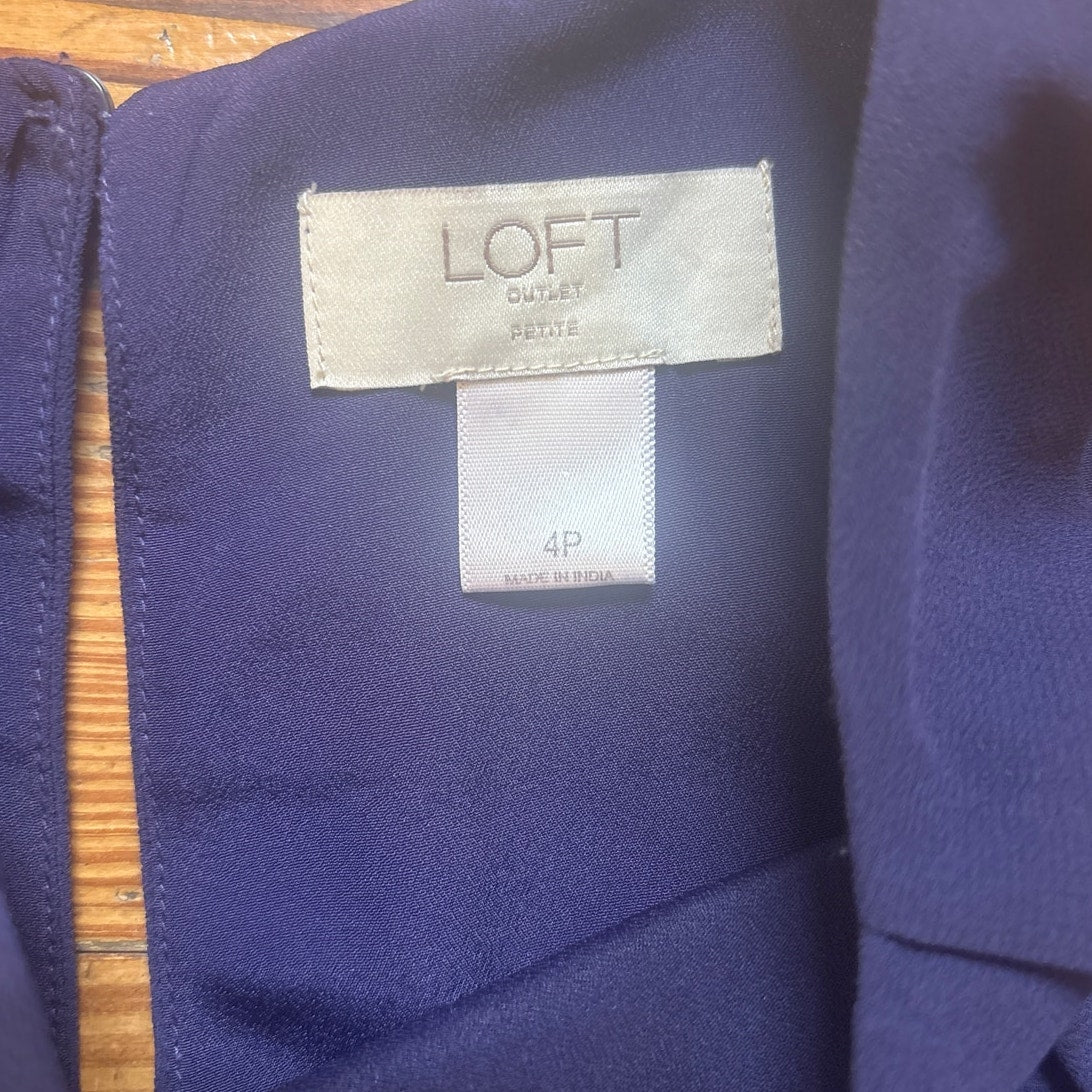 Loft blue floral embroidered sleeveless shift dress SIZE 4P