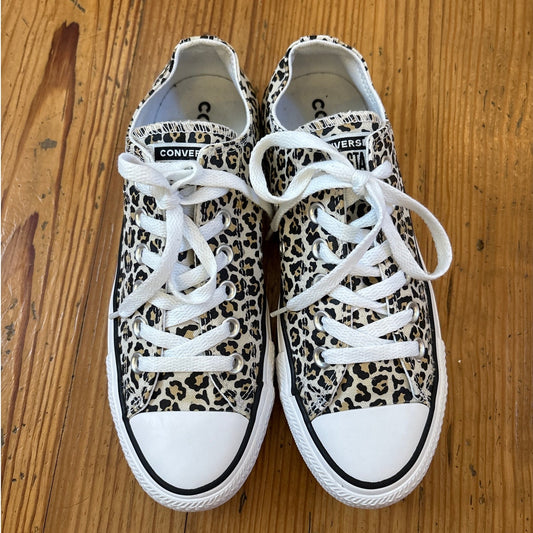 Converse All Star white cheetah print low top unisex sneakers SIZE M5.5 W7.5