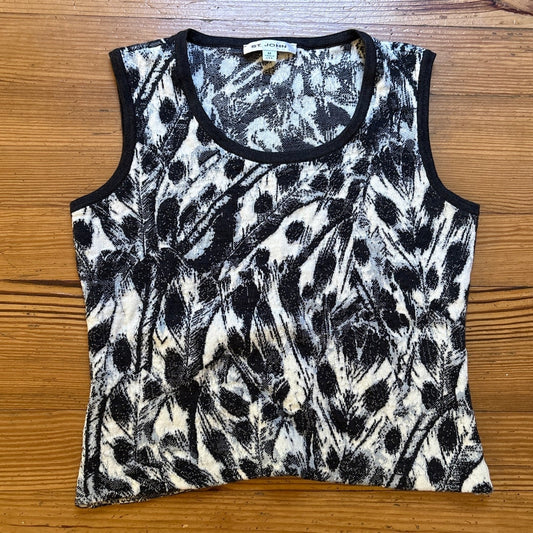 St. John black white patterned sleeveless tank top SIZE M