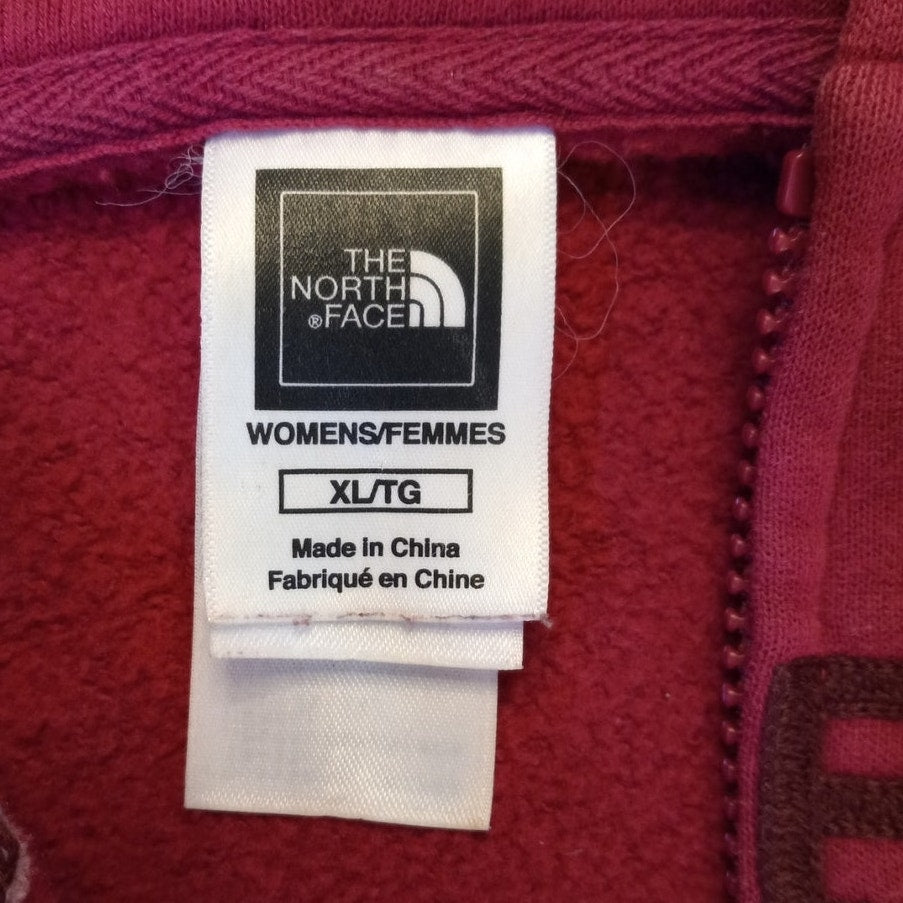 The North Face magenta full zip graphic womens hoodie sweatshirt SIZE XL