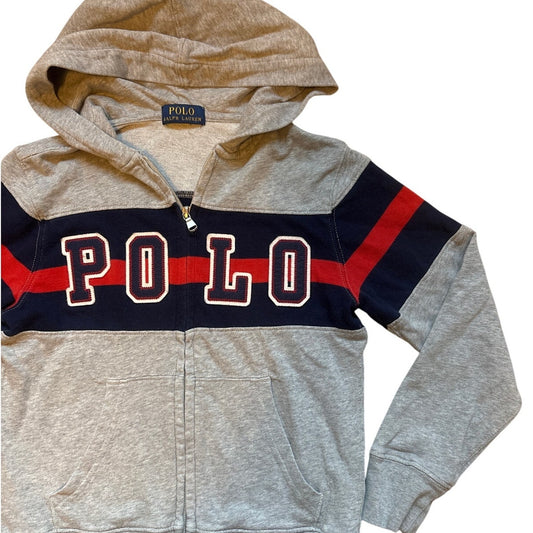 Polo by Ralph Lauren light gray logo full zip hooded sweatshirt SIZE S