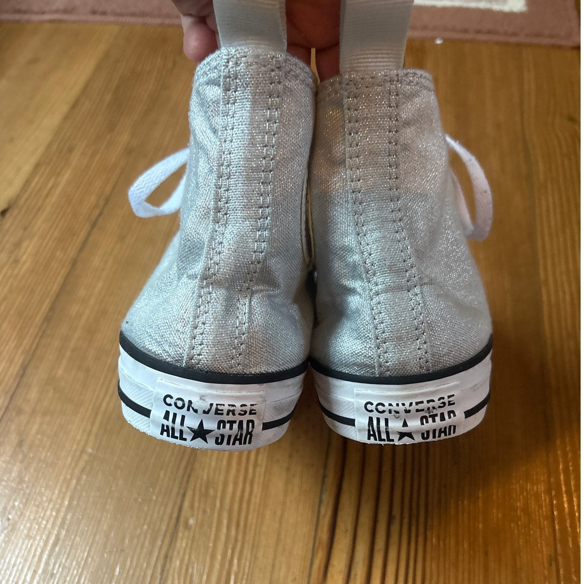 Converse All Star Chuck Taylor silver metallic high top youth sneakers SIZE 5