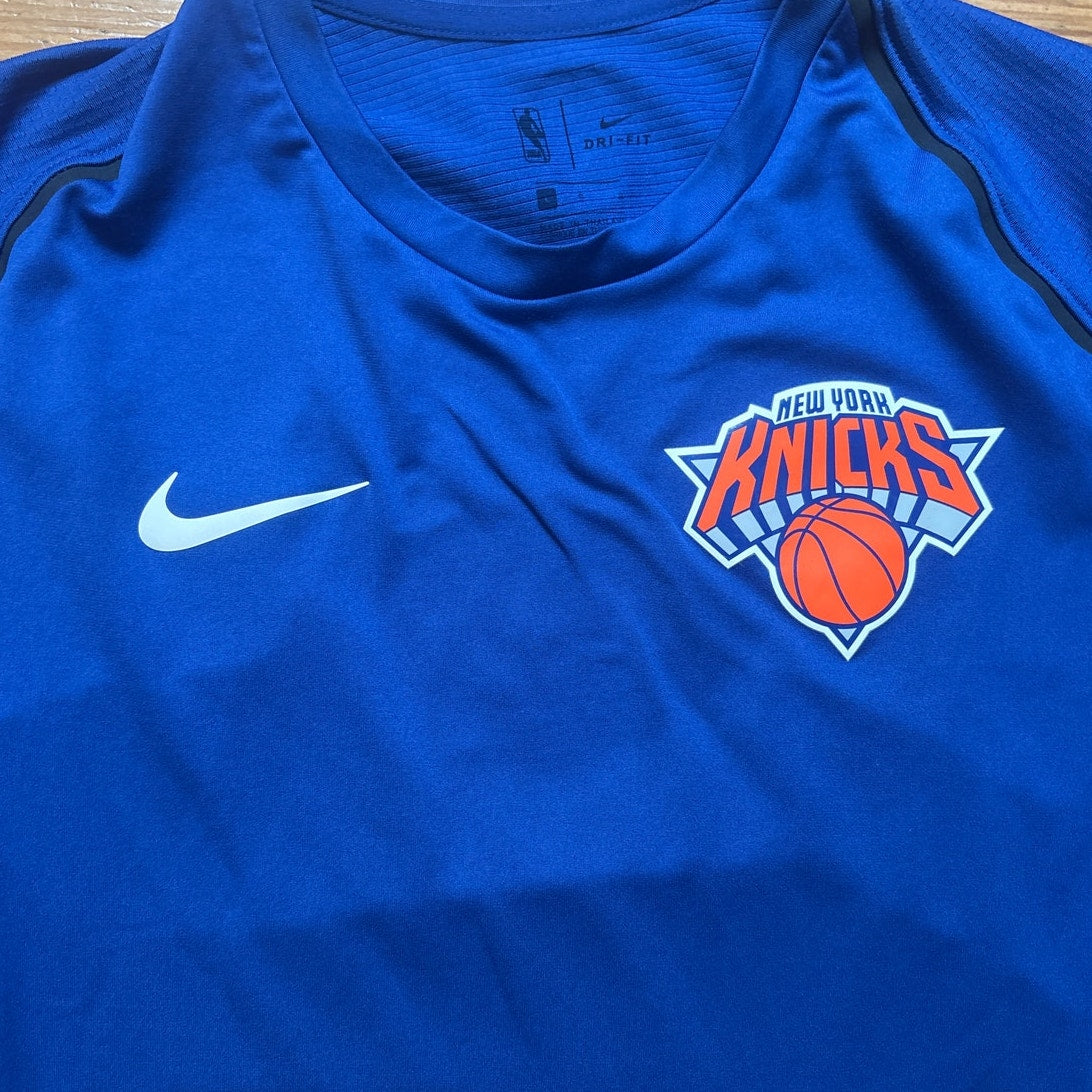 Nike Dri-Fit New York Knicks basketball blue long sleeve shirt SIZE L