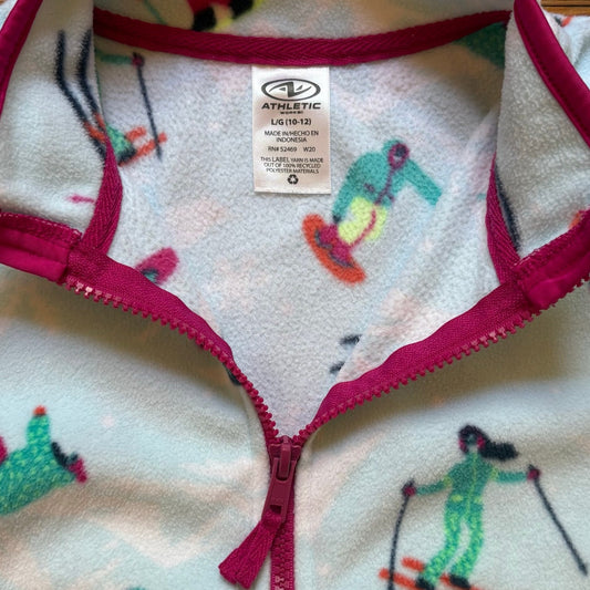 Athletic Essentials light blue skiing winter fleece quarter zip sweater SIZE L