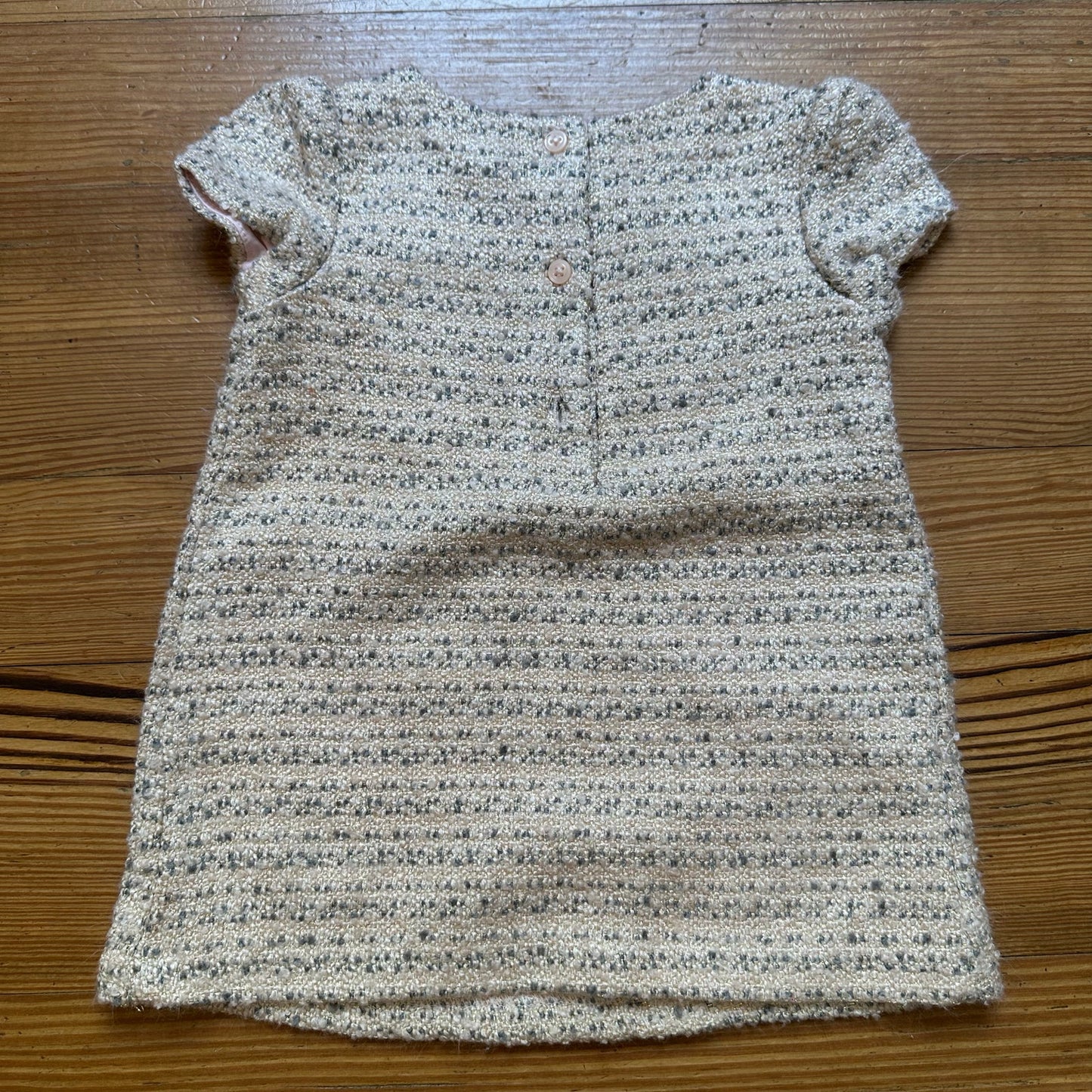 Janie and Jack pink gray tweed ruffle front dress SIZE 12M