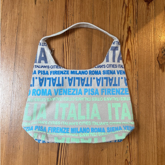 Brigitta italia beige blue green shoulder tote bag