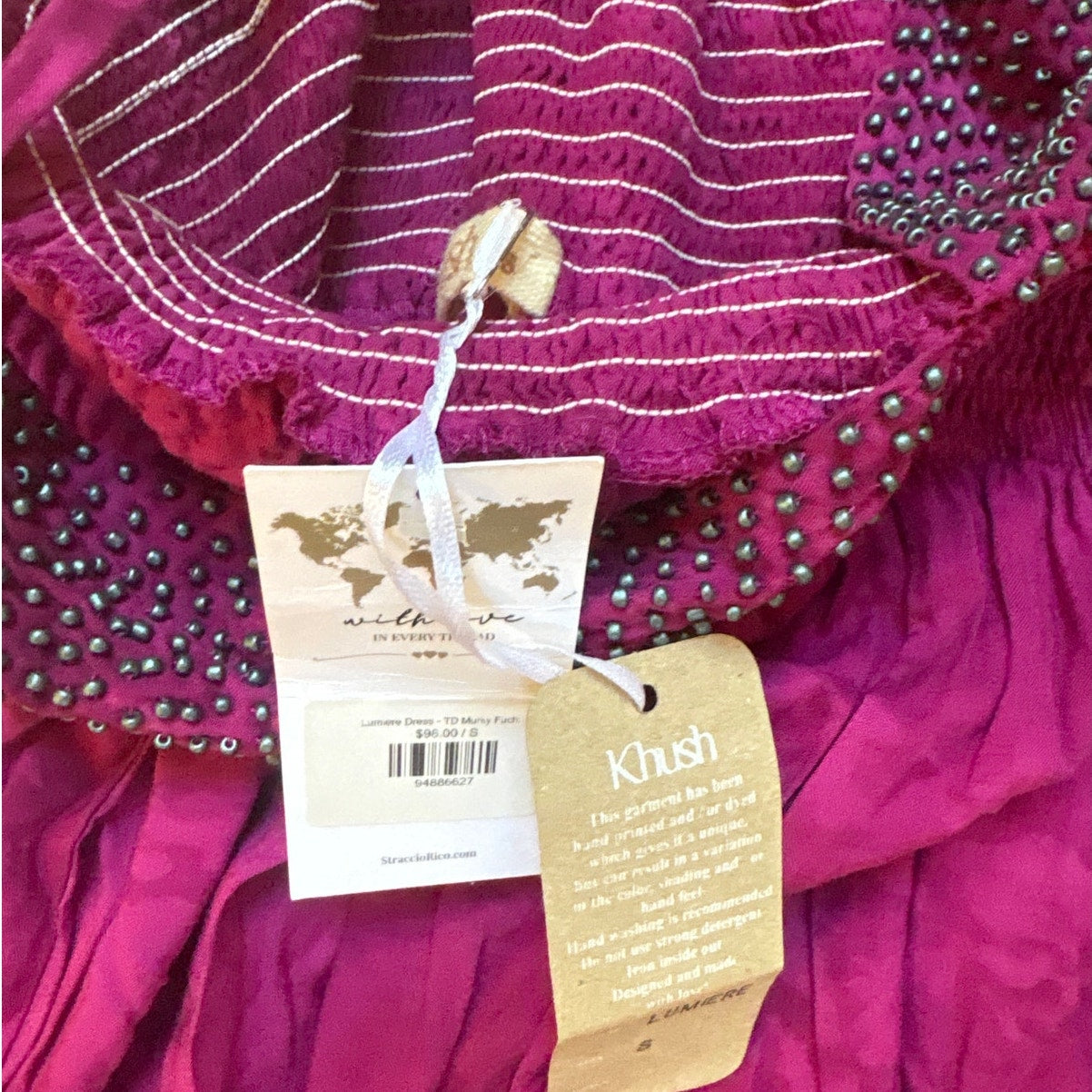 NWT Khush dark pink beaded bustier adjustable strap maxi dress SIZE S