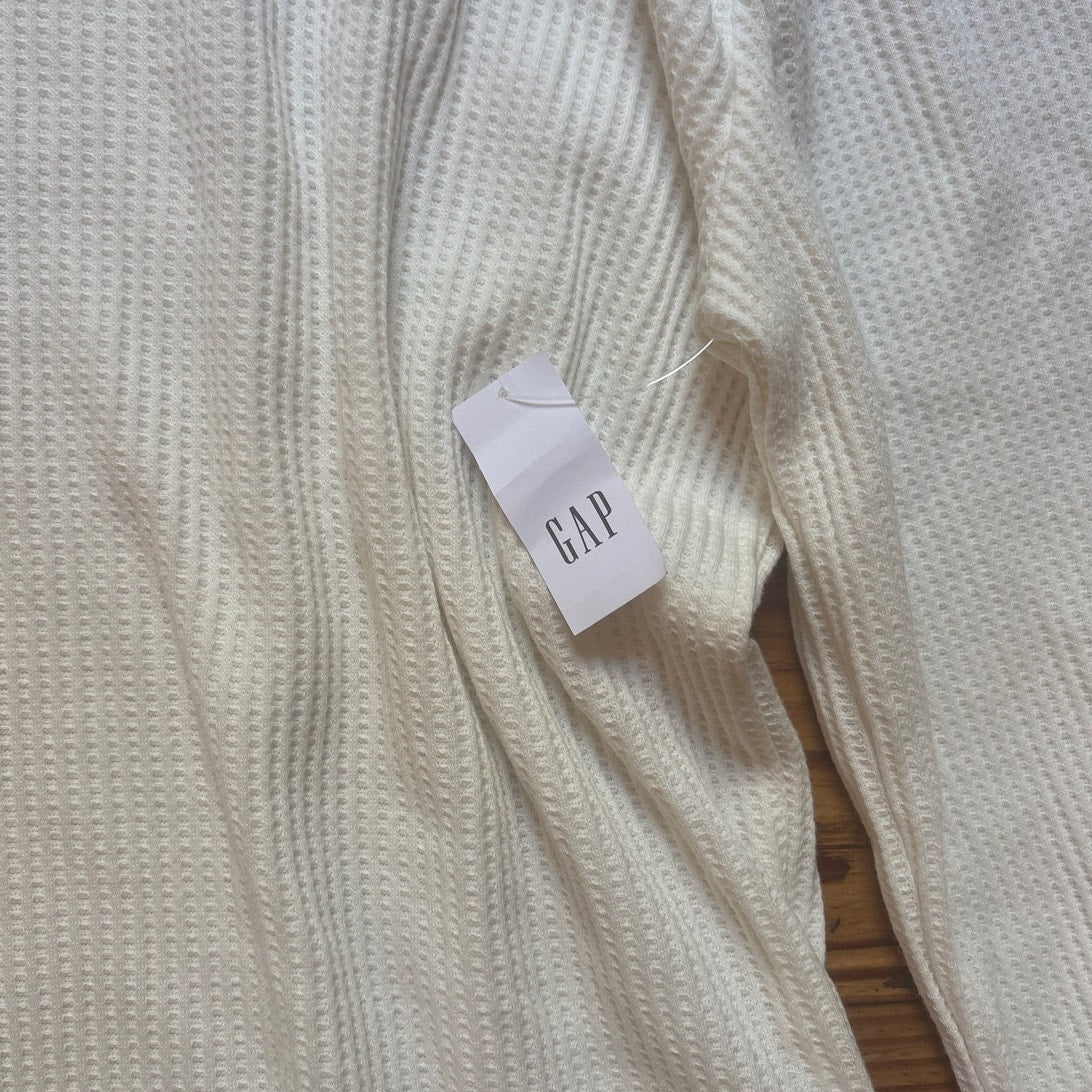 NWT Gap ivory long sleeve cowl neck waffle knit thermal pullover SIZE M
