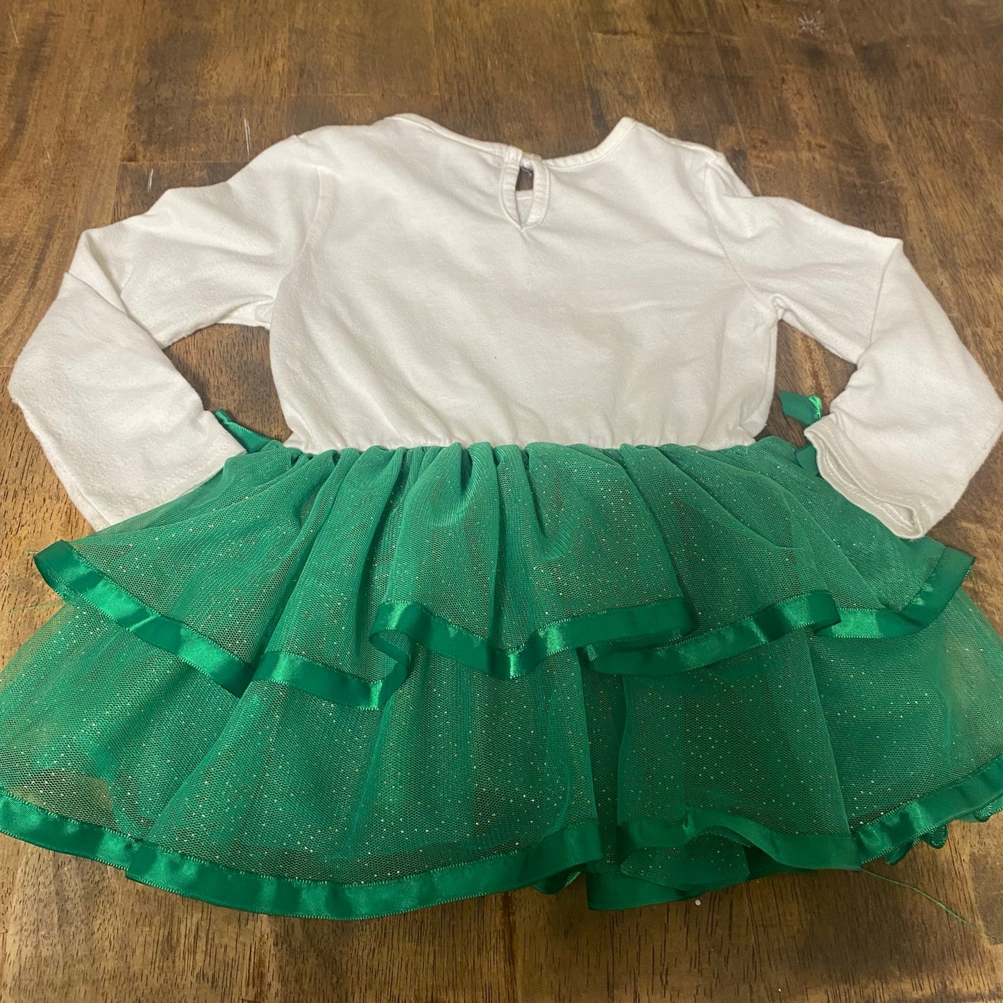 Little Lass St. Patrick's Day white green tutu lucky charm shirt SIZE 4T