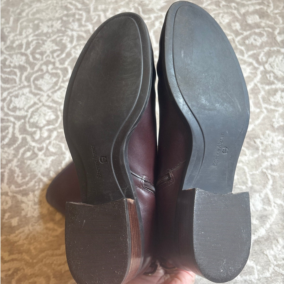 Etienne Aigner two toned leather heeled plaid lined riding boots SIZE 10M