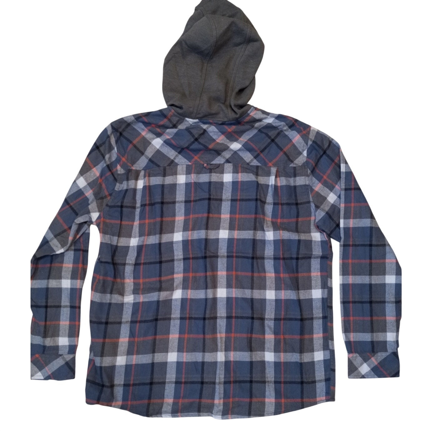 Hurley blue gray plaid hooded button up long sleeve shirt SIZE L