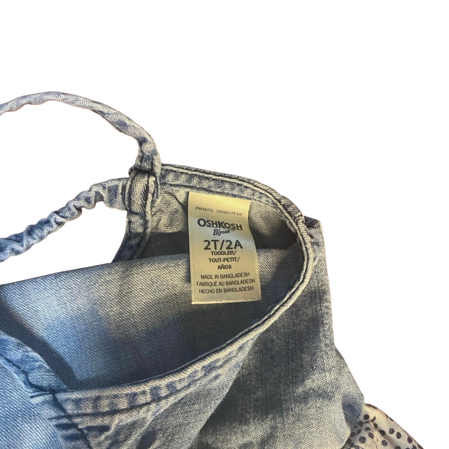 OshKosh B'gosh denim sleeveless floral bottom toddler dress SIZE 2T