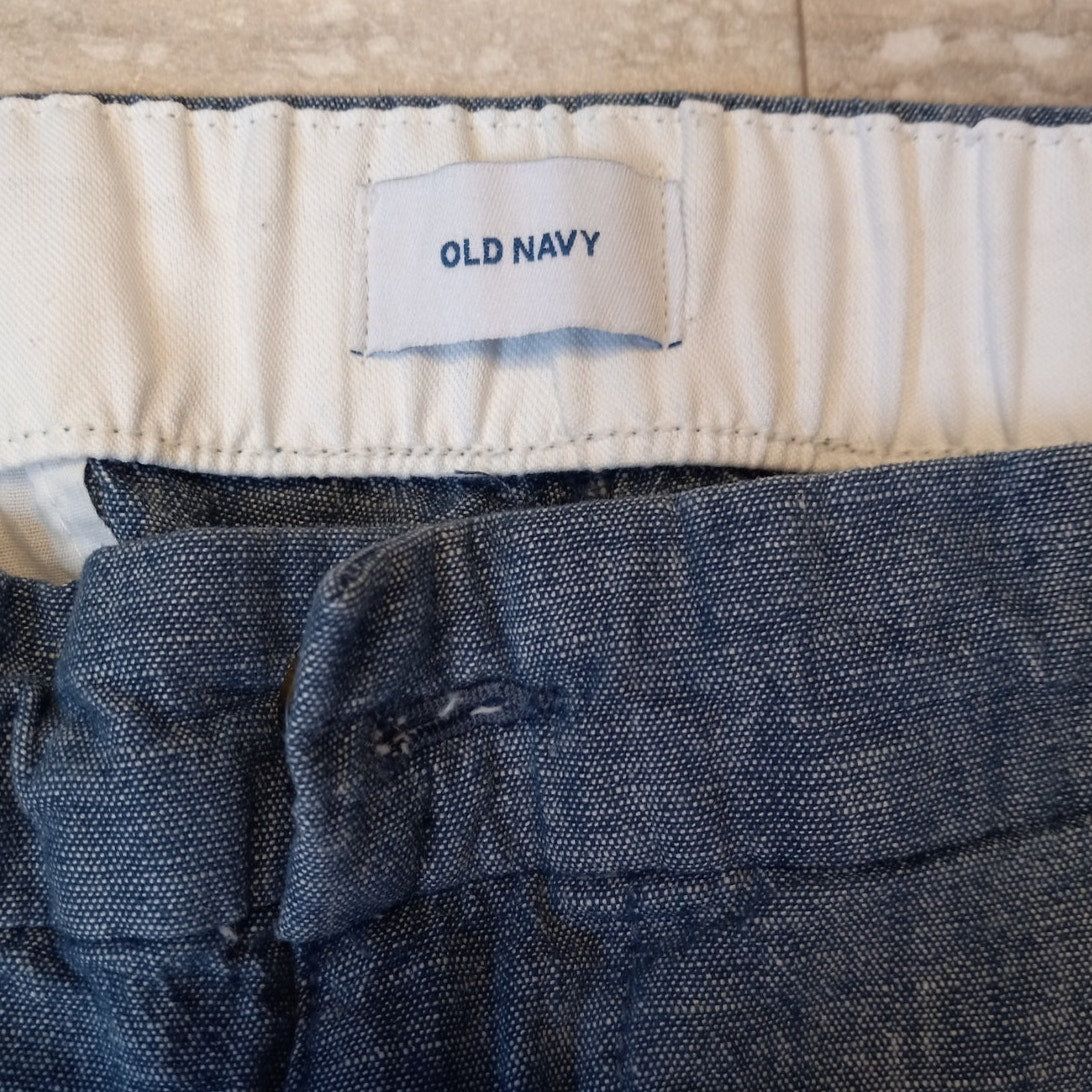 Old Navy elastic waist denim linen blend pull on womens pants SIZE L