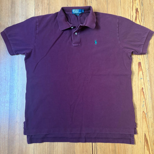 Polo Ralph Lauren dark red short sleeve cotton mens polo shirt SIZE L
