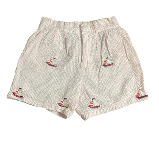 Cricket Kids pink white seersucker sailboard embroidered girls shorts SIZE 4