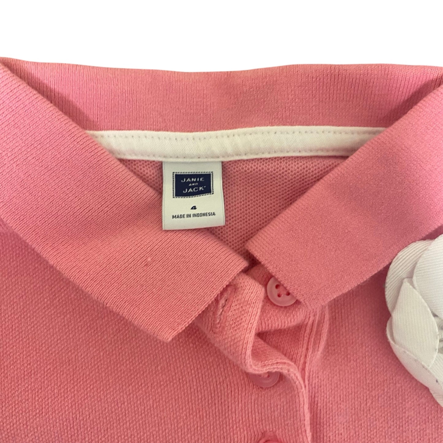 Janie and Jack pink white flower pin tank polo shirt SIZE 4