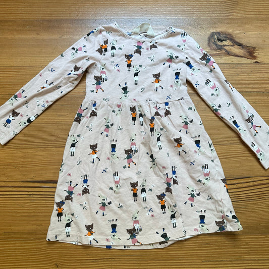 H&M light pink cat bunny graphic long sleeve cotton dress SIZE 5
