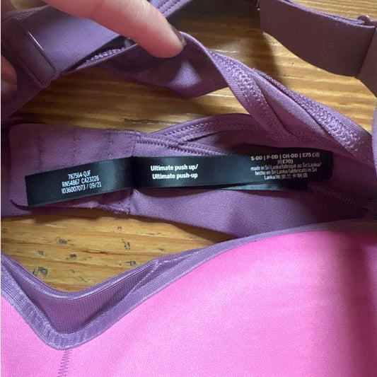 Pink Active purple ultimate push up adjustable padded sports bra SIZE S DD