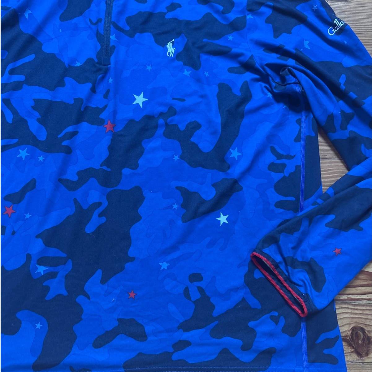Polo Ralph Lauren Golf blue camo quarter zip polyester long sleeve shirt SIZE XL