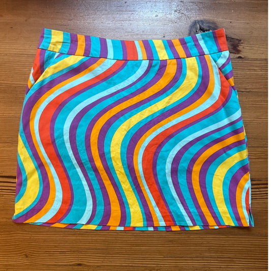 LoudMouth blue yellow 70s retro shorts lined golf skirt SIZE 10