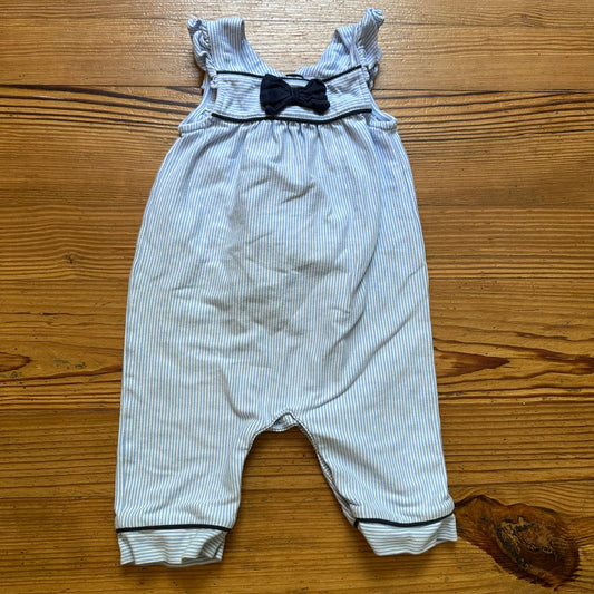 Posh Pickle blue white striped navy bow accent romper SIZE 24M