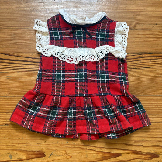 Janie and Jack red Christmas plaid white lace collar toddler shirt SIZE 3