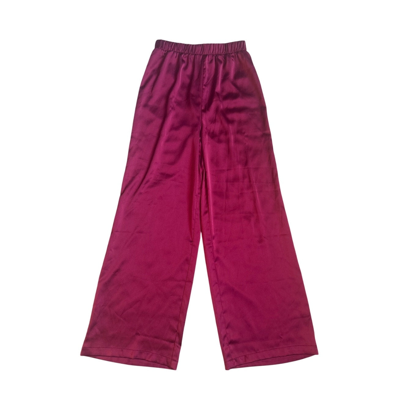Lulus dark red satin wide leg pull on elastic waist pants SIZE XS