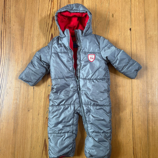 Xtreme gray red fleece lined full zip baby snow suit SIZE 12-18M