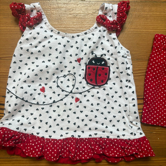 DDG Darlings white red polka dot ladybug sleeveless shirt short set SIZE 24M