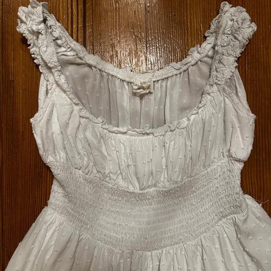 Urban Outfitters white tiered ruffle ruched waist romper SIZE S