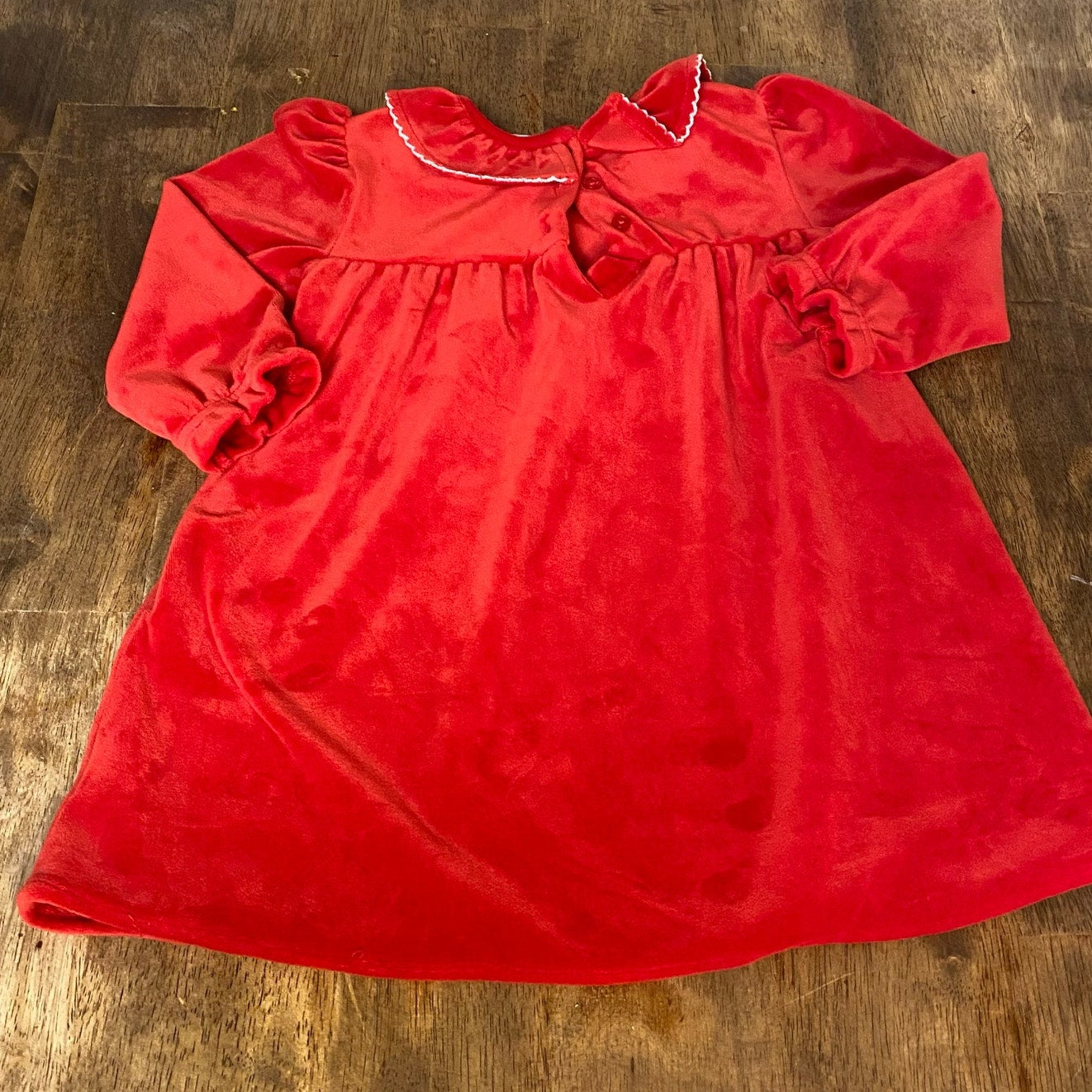 Wonder Nation red velvet holiday ruffle collar long sleeve dress SIZE 24M