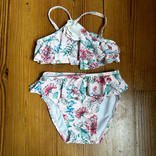 Janie and Jack pink floral two piece halter swimsuit SIZE 12-18M