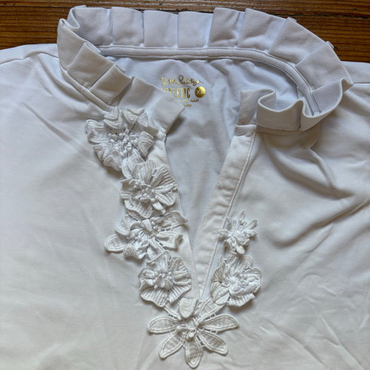 Lilly Pulitzer white floral neckline short sleeve athletic shirt SIZE XL