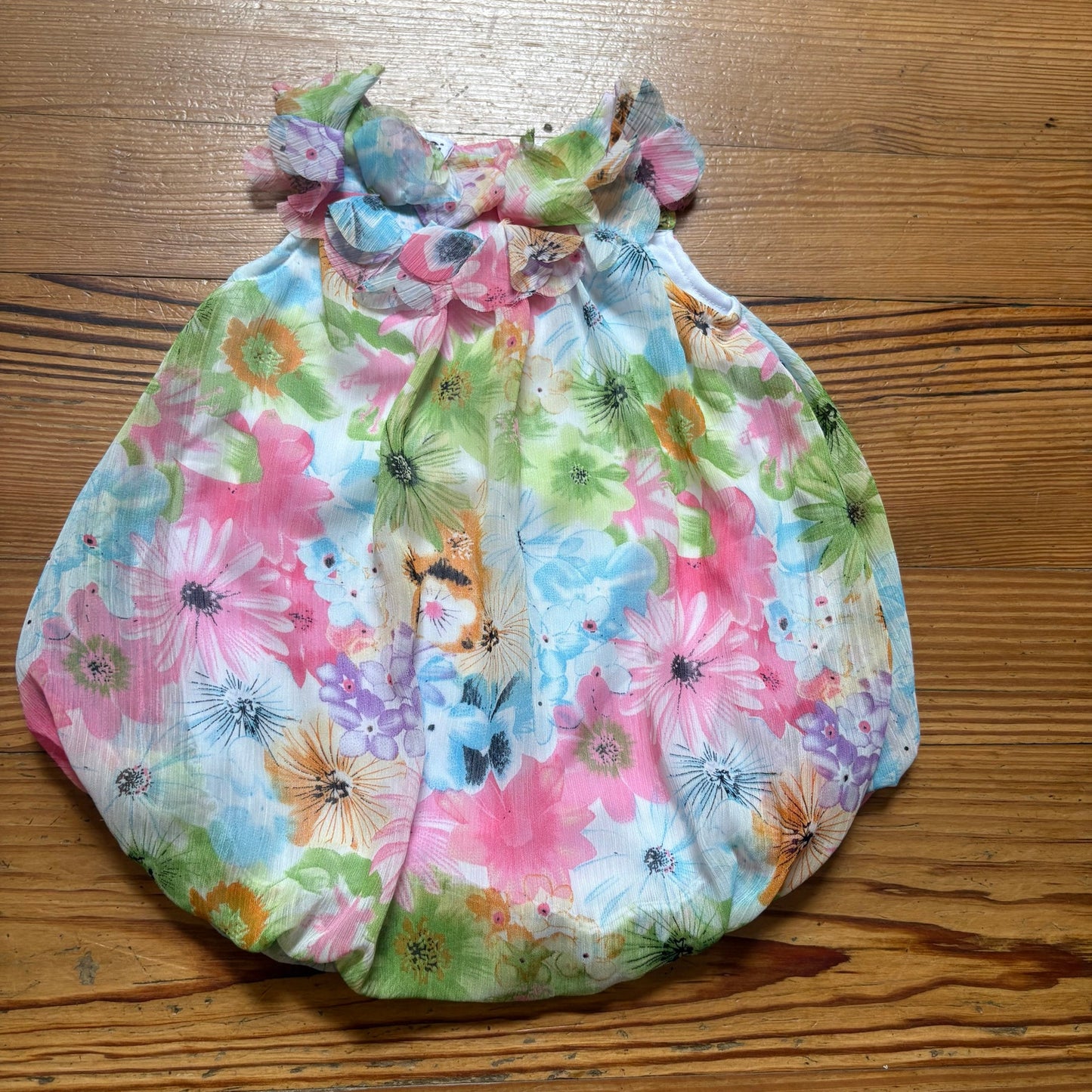 Blueberi Boulevard pastel floral sheer overlay bubble one piece SIZE 18M