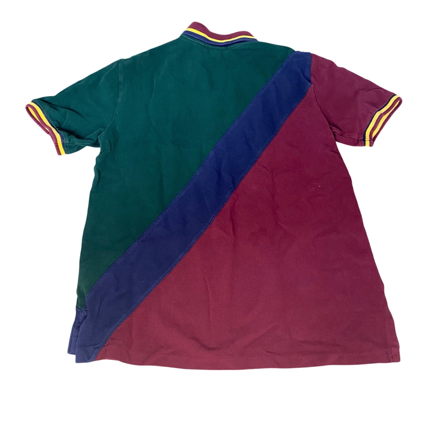 Polo Ralph Lauren green red color block large pony polo shirt SIZE L