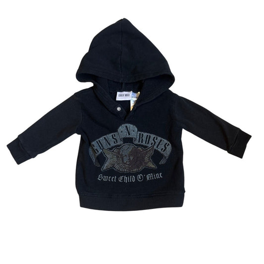 GUNS N' ROSES black graphic pullover hooded baby sweatshirt SIZE 12M