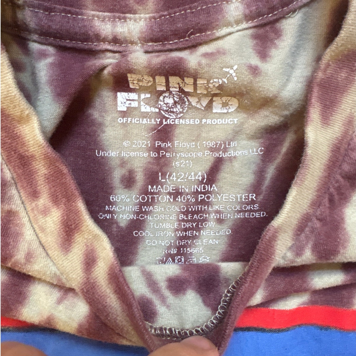 Pink Floyd 87' World Tour replica brown tie dyed short sleeve shirt SIZE L