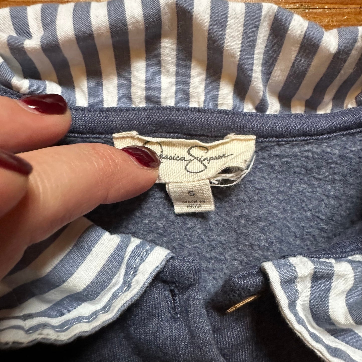 Jessica Simpson blue white striped layered collar sweater SIZE 5