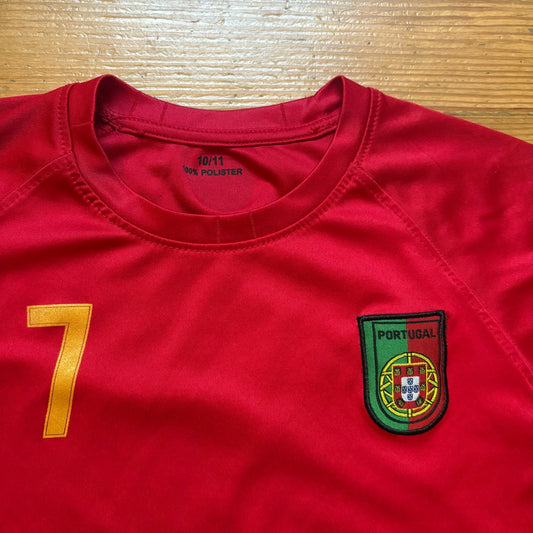 Portugal Ronaldo 7 red green short sleeve kids jersey SIZE 10