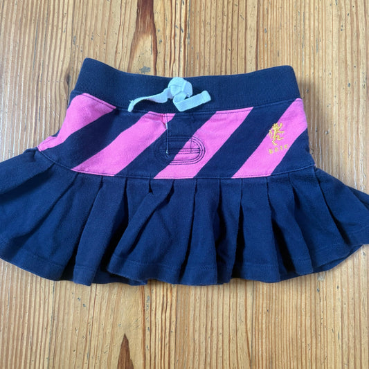 Ralph Lauren blue pink striped pleated bottom elastic waistband skort SIZE 4