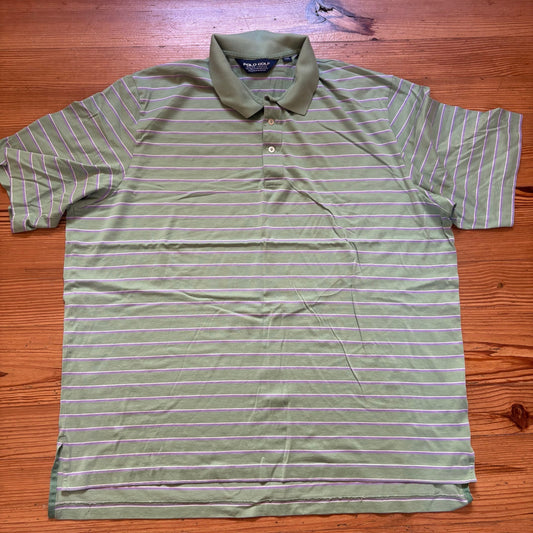 Polo Ralph Lauren golf pima green striped short sleeve mens polo shirt SIZE XXL