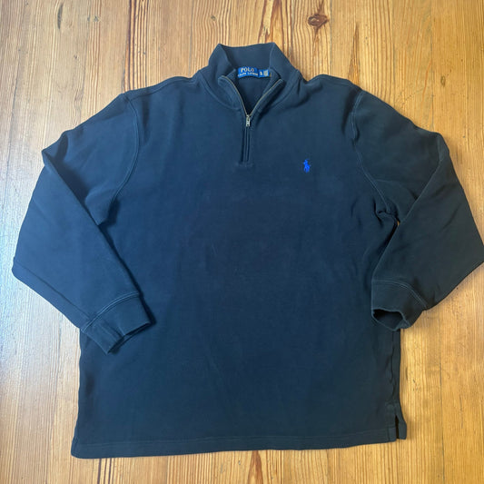 Polo Ralph Lauren black quarter zip knit mock neck mens sweater SIZE XL