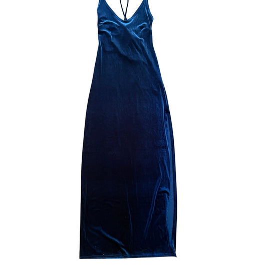Forever 21 dark blue velvet low back bodycon maxi dress SIZE M